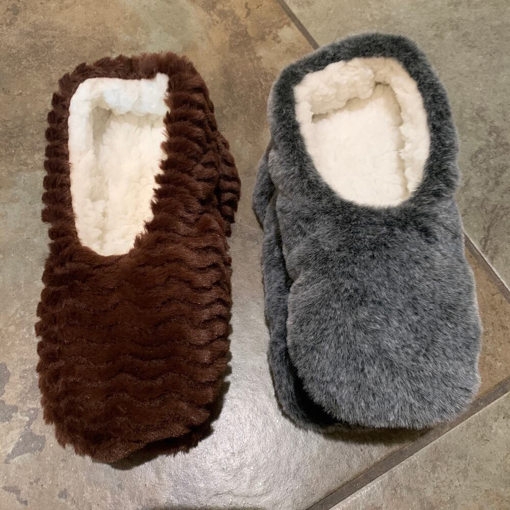 Women’s Faur Fux Slipper Socks with Grippers 2 pcs for $10